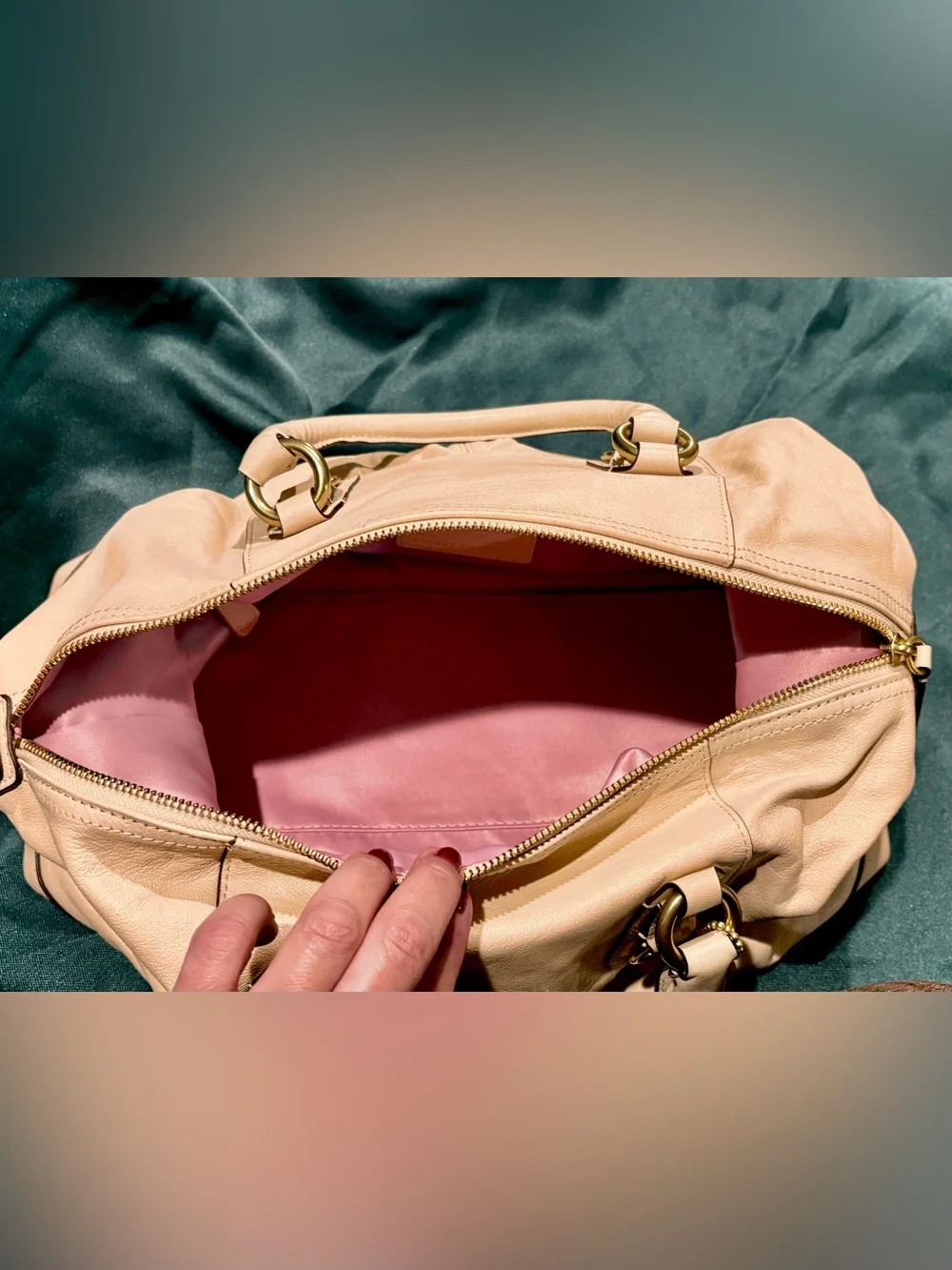 Coach Cream Leather Satchel with Gold Hardware